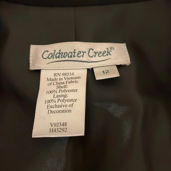 Coldwater Creek women blazer 12 large jacket Black embroidery 3/4 sleeve stretch - Picture 5 of 6